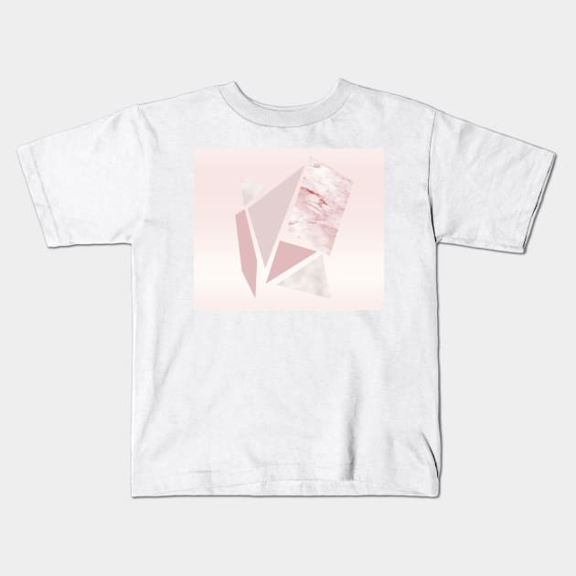 Abstract rough cut stones - rose gold strawberry fields Kids T-Shirt by marbleco